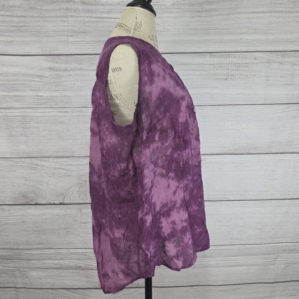 Faded Glory Tie-Dye Purple Sleeveless Blouse - Picture 3 of 7